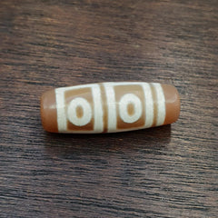 4 eyes old himalayan indo tibetan pinkish agate dzi bead rare pattern