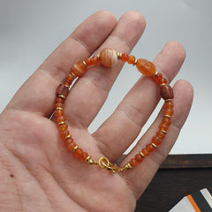 Antique ancient agate carnelian beads bracelet #jn-br1