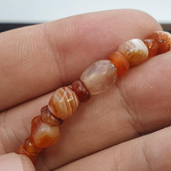 Ancient antique agate carnelian beads beaded bracelet #jn-br4