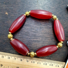 Vintage himalayan red agate bracelet – tibetan carnelian beads,