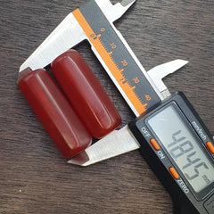 2 huge vintage himalayan red agate tube beads lot