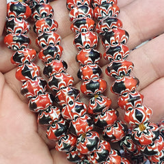 Venetian inspired glass beads 10mm red multicolor chevron beads necklace