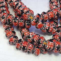 Venetian inspired glass beads 10mm red multicolor chevron beads necklace