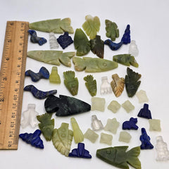 Whispers of the mountain: jade, quartz & lapis pendants lot 41 pcs