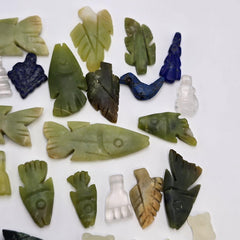Whispers of the mountain: jade, quartz & lapis pendants lot 41 pcs