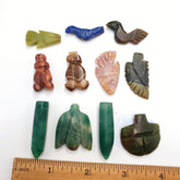 11 pcs vintage lapis lazuli, jade crystal amazonite stone amulets pendants