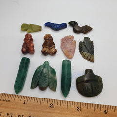 11 pcs vintage lapis lazuli, jade crystal amazonite stone amulets pendants
