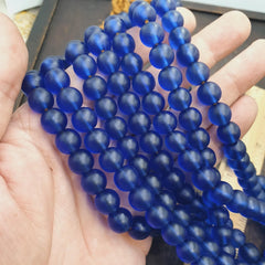 Vintage old african style blue glass beads 10mm beads strand
