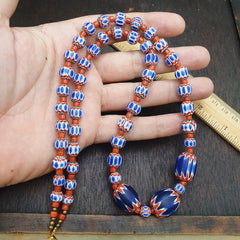 Beautiful blue chevron beads 6 layers chevron glass beaded necklace gift