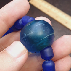 Antique African Blue Glass Beaded Necklace