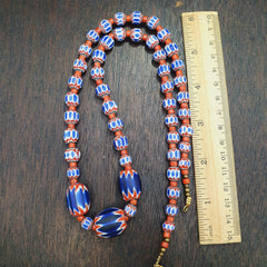 Beautiful blue chevron beads 6 layers chevron glass beaded necklace gift