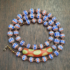 Blue chevron beads 9mm 6 layers chevron glass beaded necklace gift