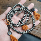 Vintage Himalayan Inscripted Spells on Yak Bone 108 BEADS ROSARY Mala TB-B2