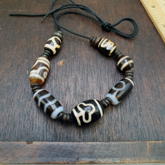 Lot 7 Unique Patterns Tibetan Old Agate Dzi Eye Beads Protective Amulet Pendant