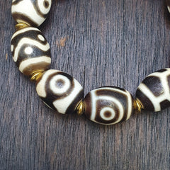 Unique Tibetan Old Agate Dzi Eye Beads Protective Bracelets Amulet Pendant