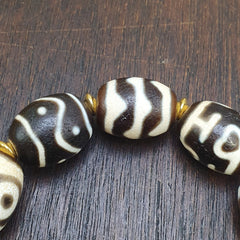 Unique Tibetan Old Agate Dzi Eye Beads Protective Bracelets Amulet Pendant