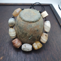 Lot 9 Ancient Middle eastern Yemeni African agate beaded Bracelet 1500+ y old