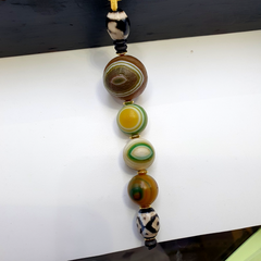 Mongolia Gobi Desert Eyes Agate & Tibetan Dzi Agate Beads Necklace
