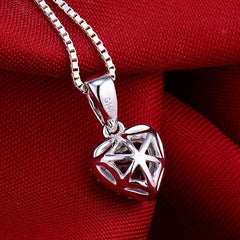 LOVERJEWELRY Young Girls Pendant Solid 18K White Gold Diamond Red Ruby Heart Pendants Necklace without Necklace Chain