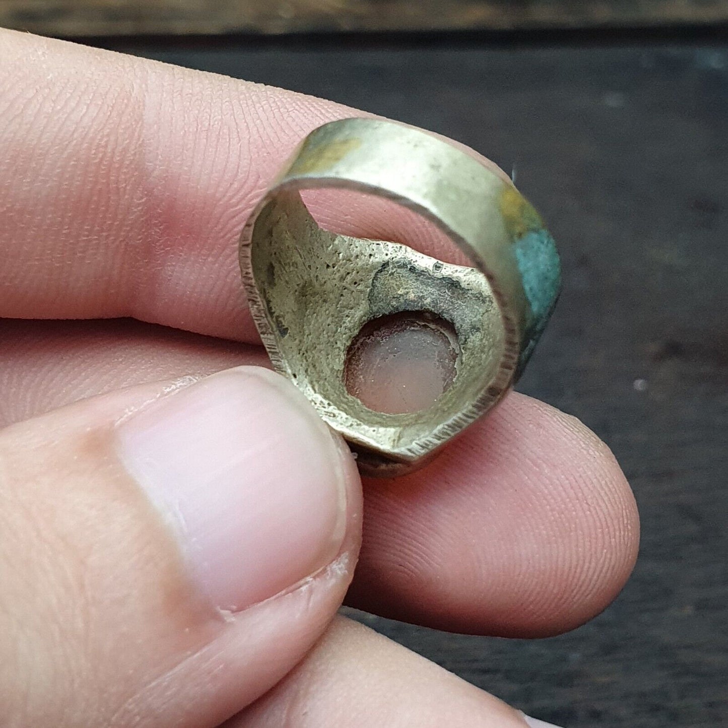 Antique haqiq vintage ring with yemeni akik agate center stoneGift