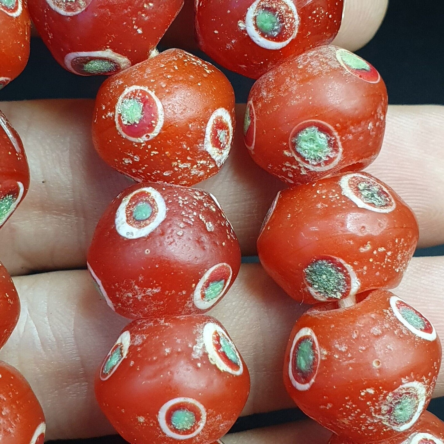 Vintage old african eye glass antique beads 15.5mmGift