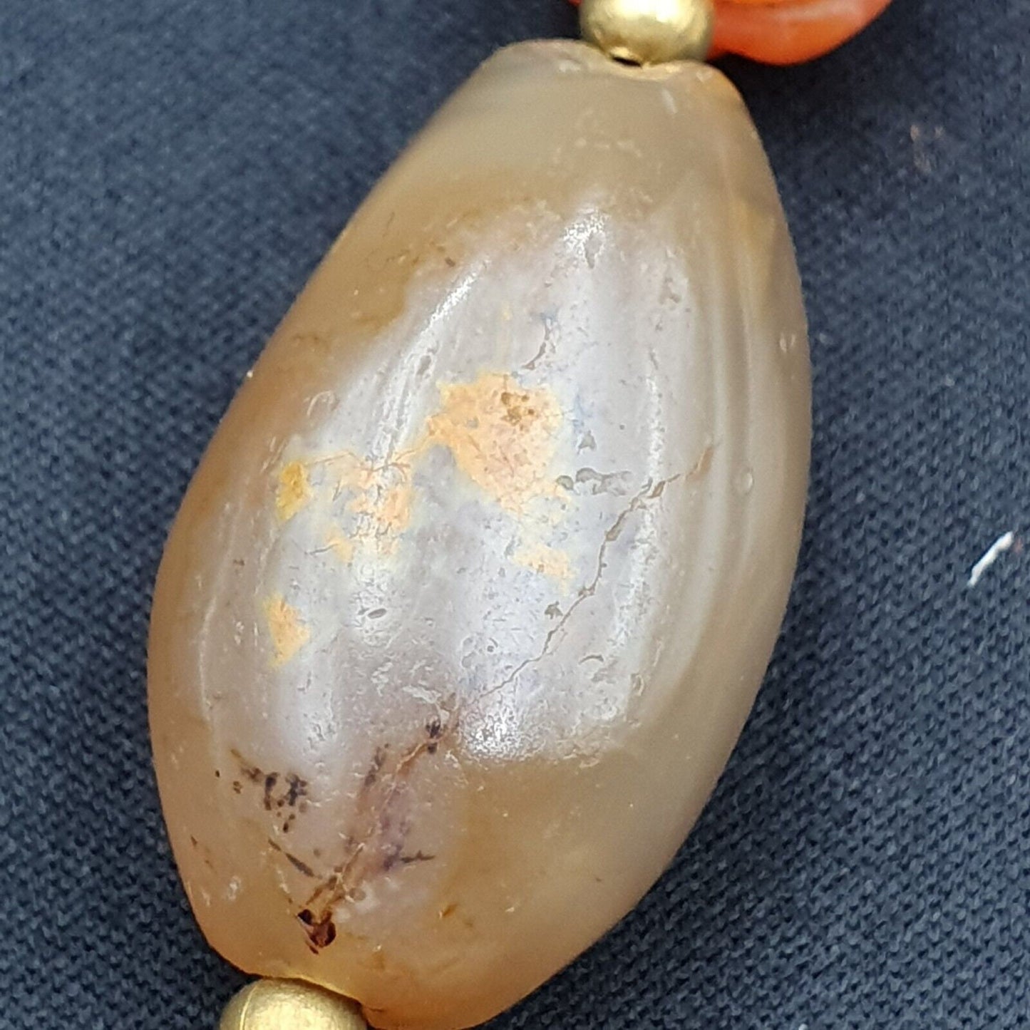 古董古代喜馬拉雅和非洲瑪瑙紅玉髓碧玉珠項鍊 Mala