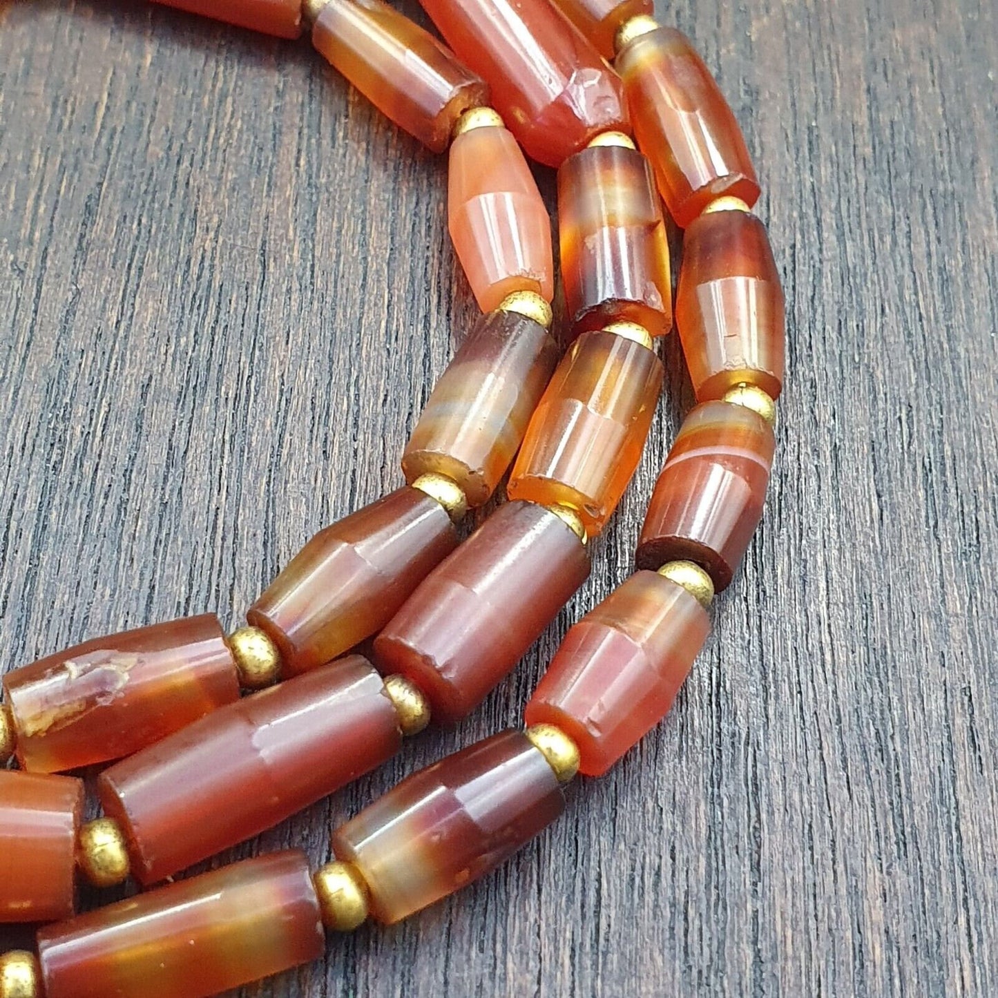 Antique Banded Agate Bead Necklace: German Trade Beads, 300+ Years Old