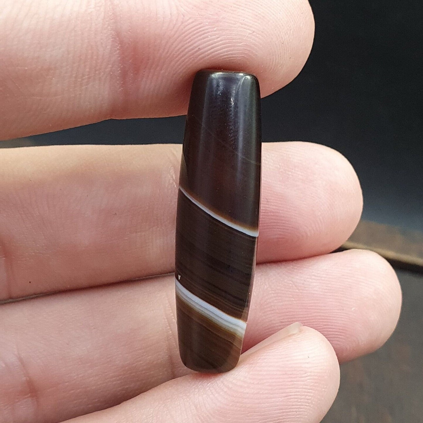 Antique old yemeni agate natural rare pattern banded agate bead bd-a-1
