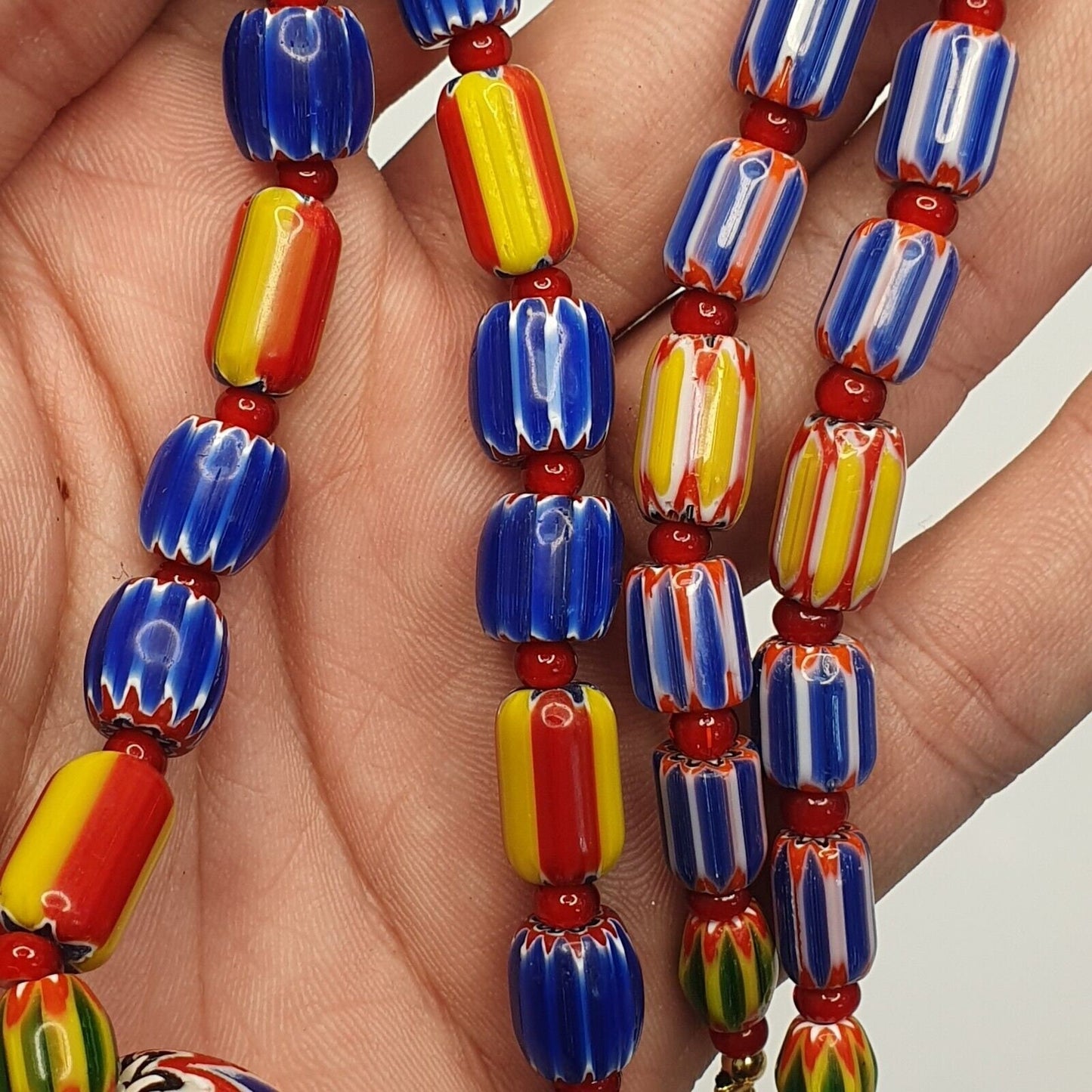 Chevron and white heart venetian beads african glass beads necklace #nc-104Gift