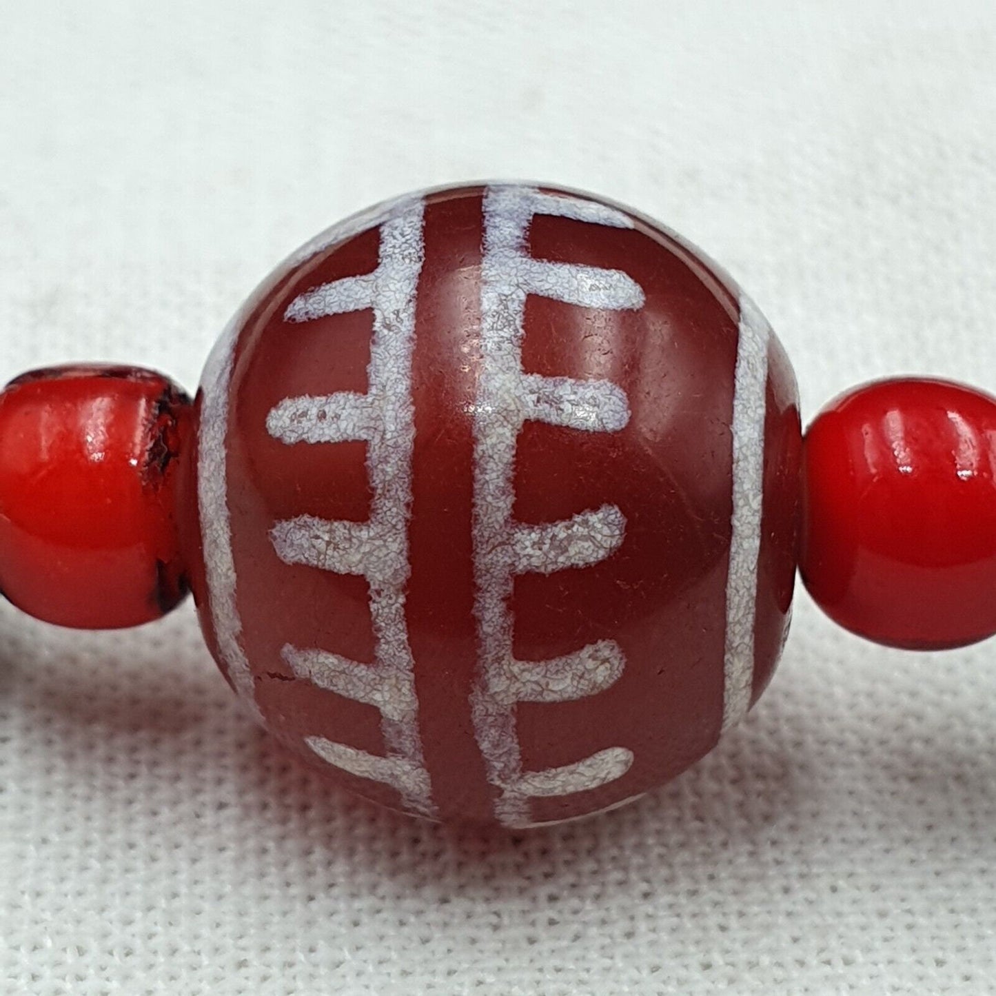 Antique Etched Agate Beads Necklace: Himalayan Indo Tibetan