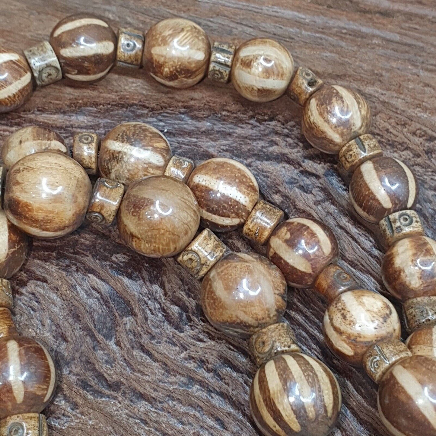 Handmade pumtek tribal beads myanmar burma round beads strand