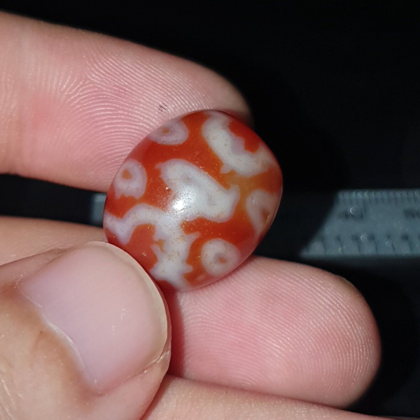 Himalayan indo tibetan red agate dzi amulet bead otb-2