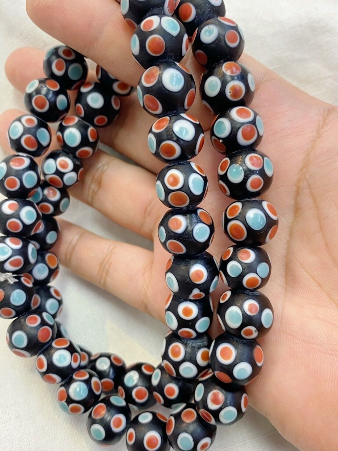 Vintage skunk hundred eyes glass beads 14mm approximately 90 beadsGift