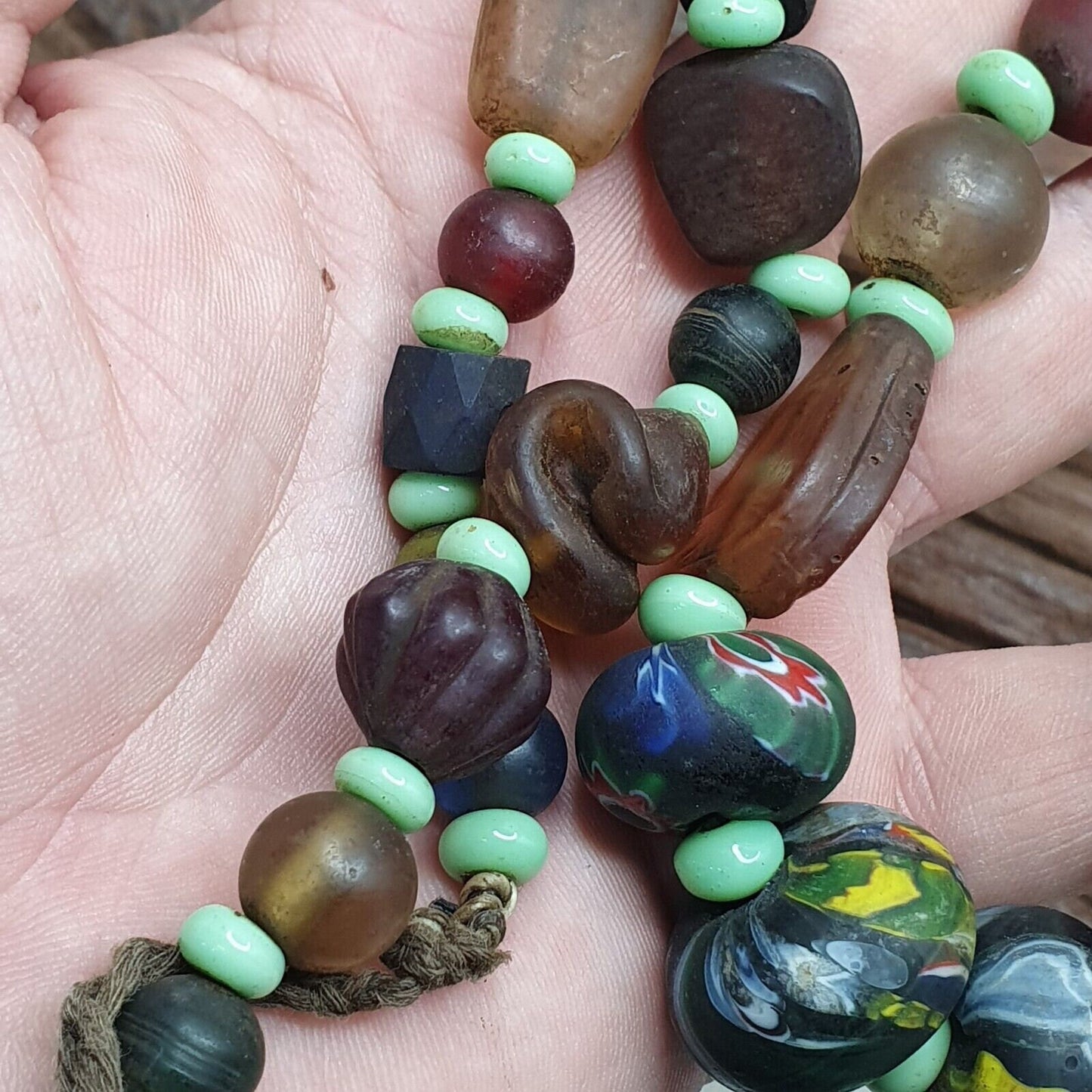 Handmade Antique Style African Glass Bead Strand