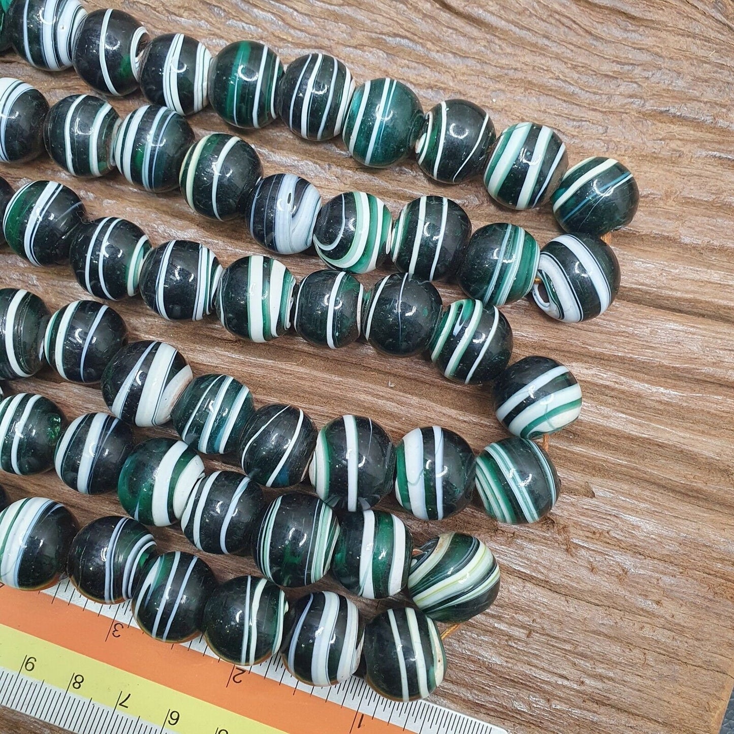 Antique African Glass Bead Strand: Multicolor Handmade Beads (17mm)
