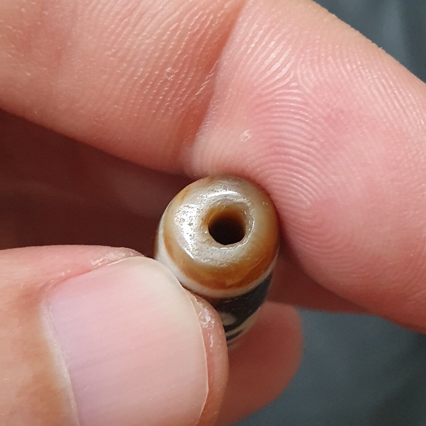 Tibetan nepalese dzi bead unique pattern old amulet agate bead pr-1
