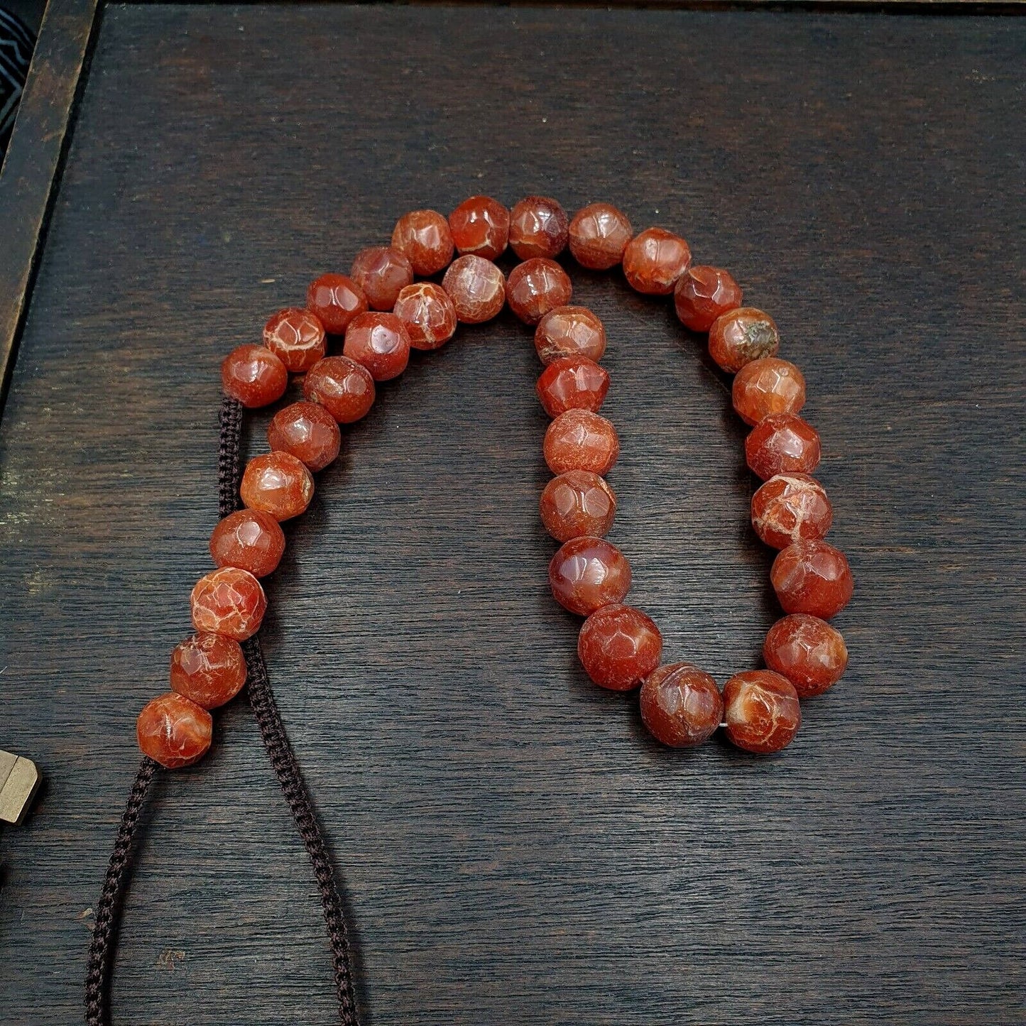 Vintage himalayan tibetan carnelian agate faceted cut beads necklaces #13