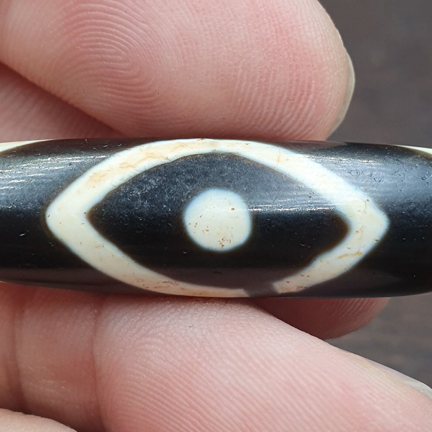 Tibetan nepalese himalayan old dzi unique 3 eye bead amulet