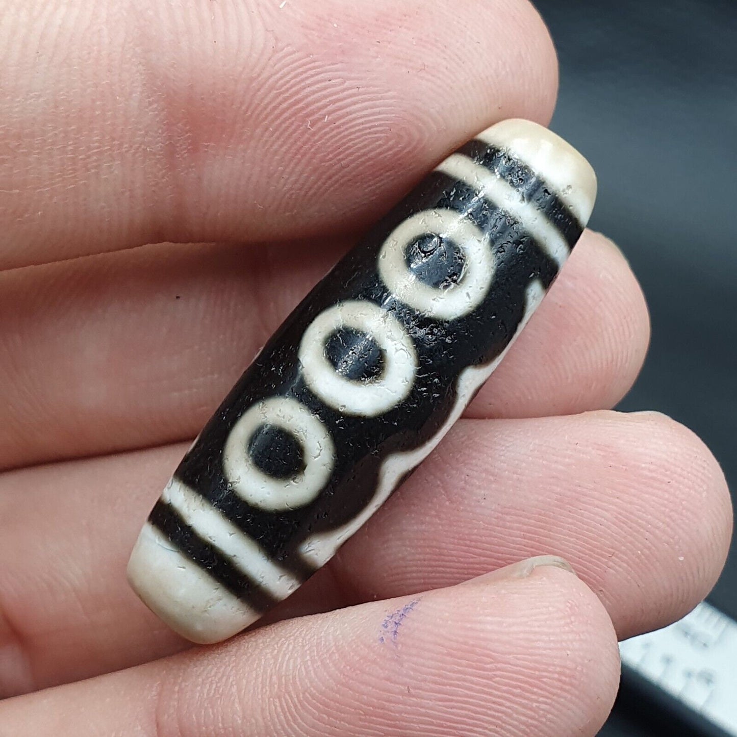7 eyes tibetan old agate dzi bead unique pattern amulet pendant tb-7