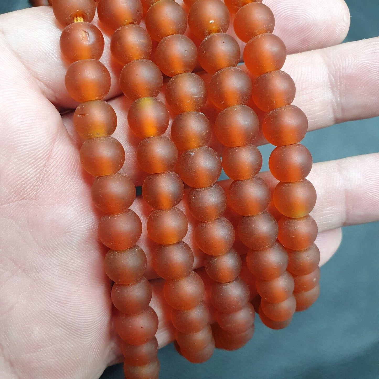 Antique African Trade Beads: Orange Red Glass Beads (8-9mm)