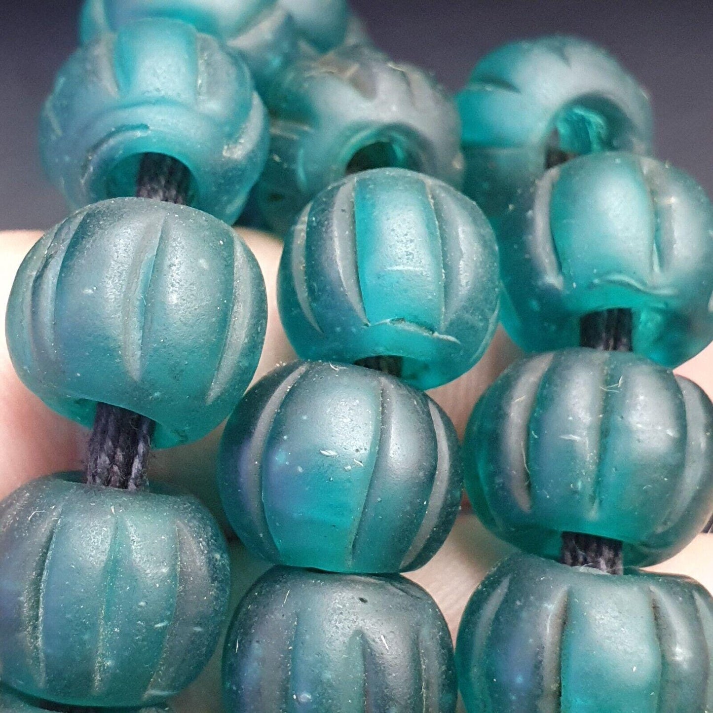 Rare African Trade Beads: Antique Green Glass Beads (13-14mm)