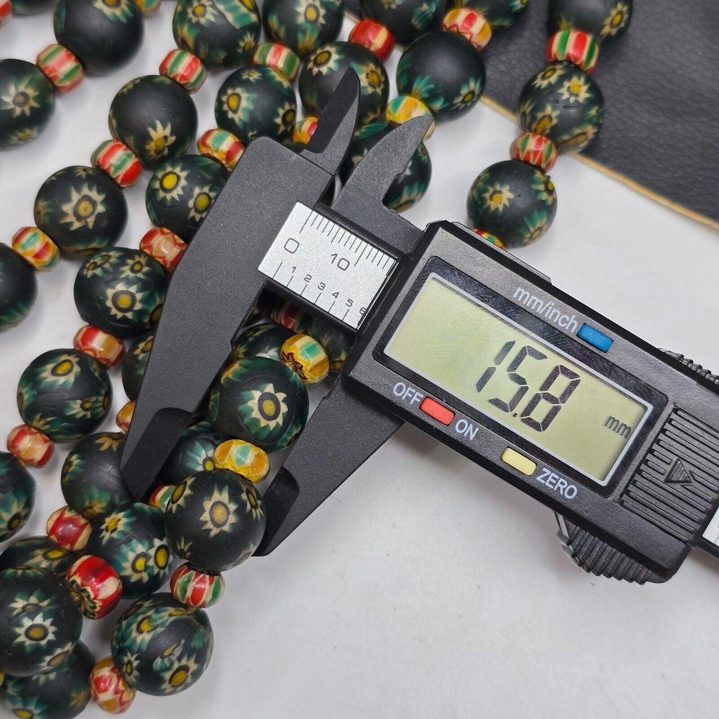 Vintage venetian style green gabri and chevron mix glass beads necklaceGift