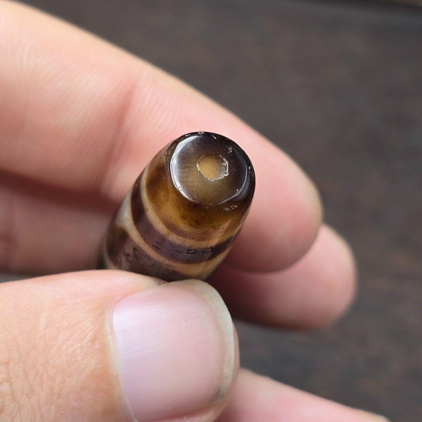 Tibetan top old agate dogtooth eye symbolize dzi bead totem pendant