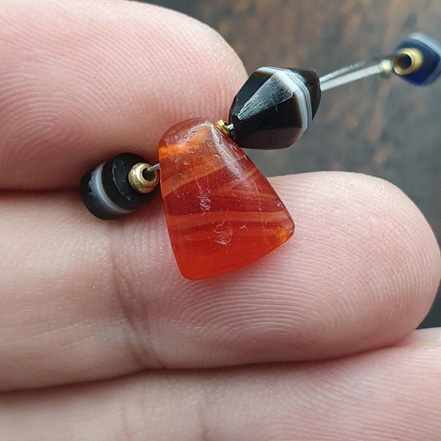 Ancient Yemeni Eye Agate Beads with Gold Spacers