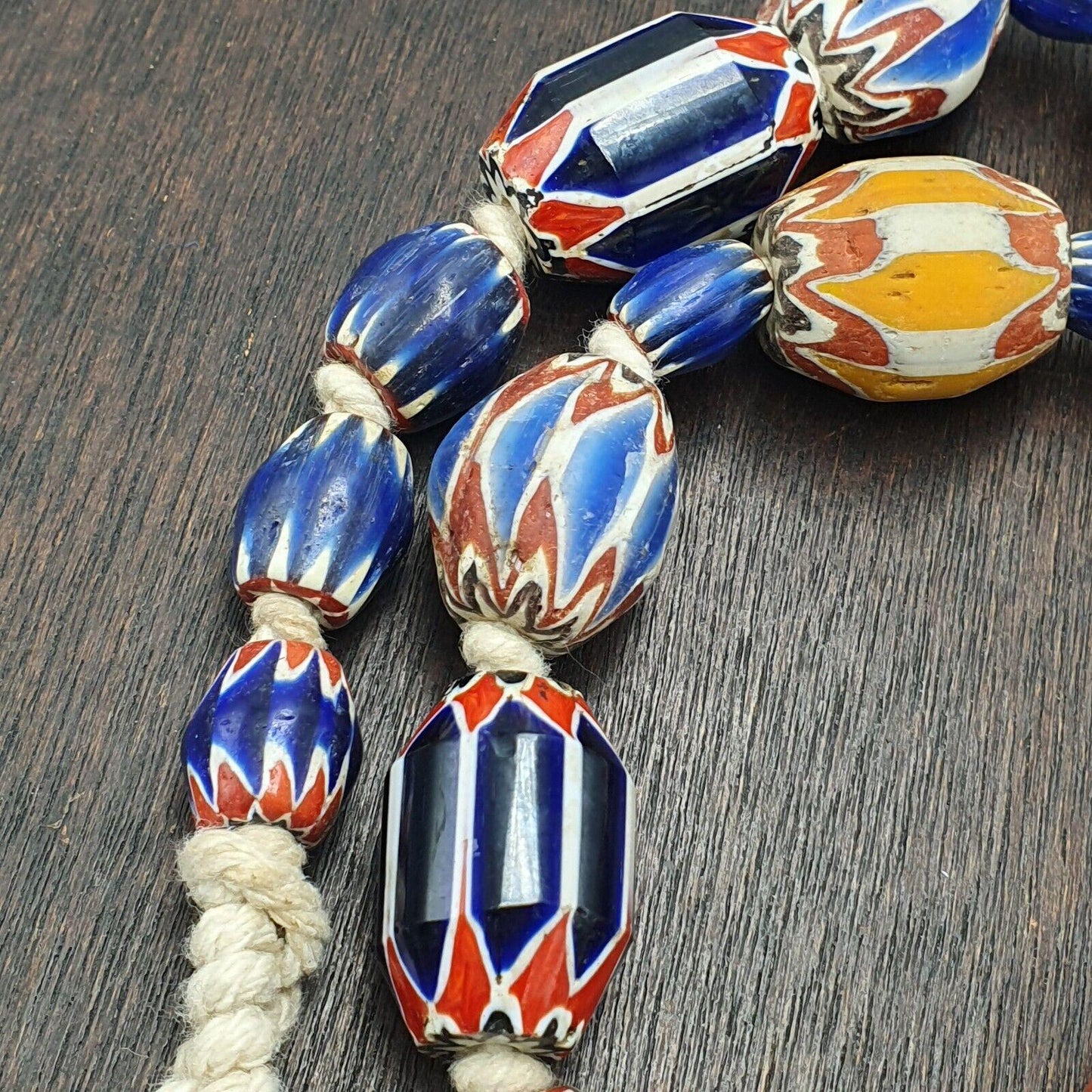 Vintage venetian style chevron big beads collection beaded necklace b21