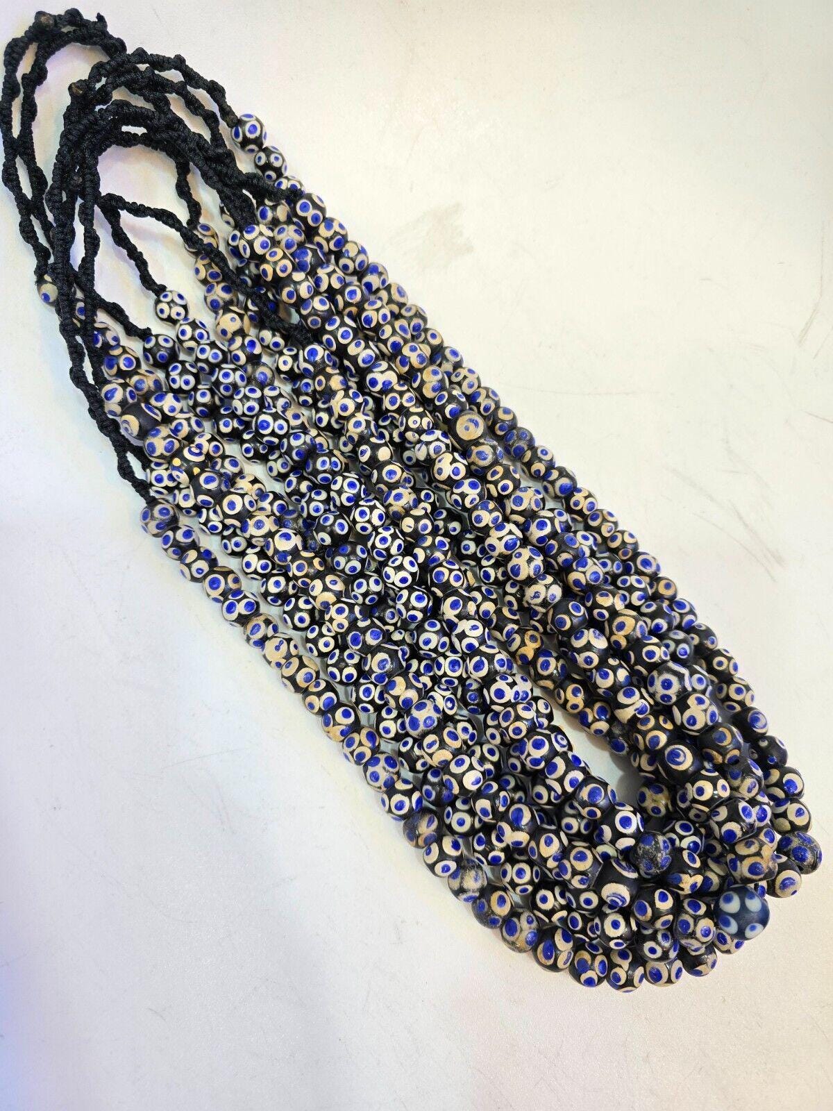 Black skunk venetian style glass beads blue eyes beads east oasis collectionGift