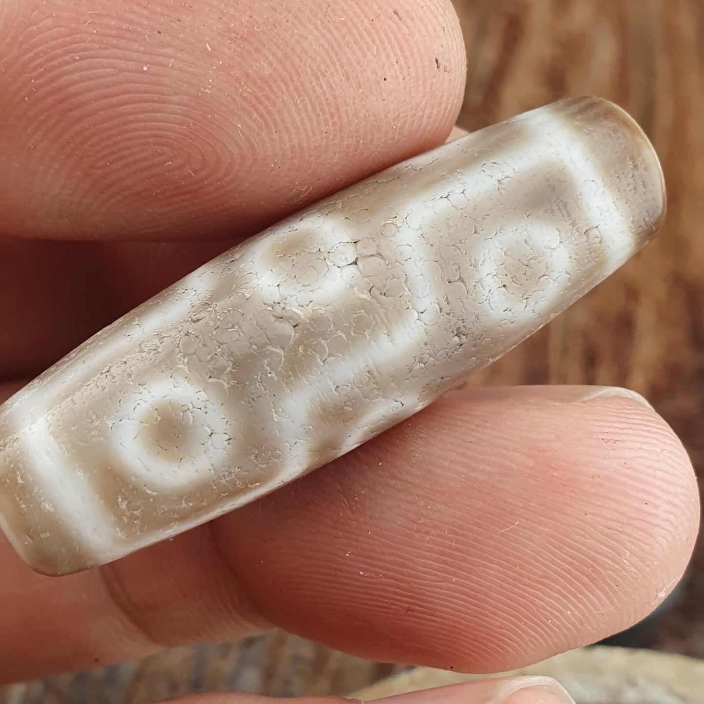 Vintage old himalayan indo tibetan rare 9 eyes eye dzi gray agate amulet bead