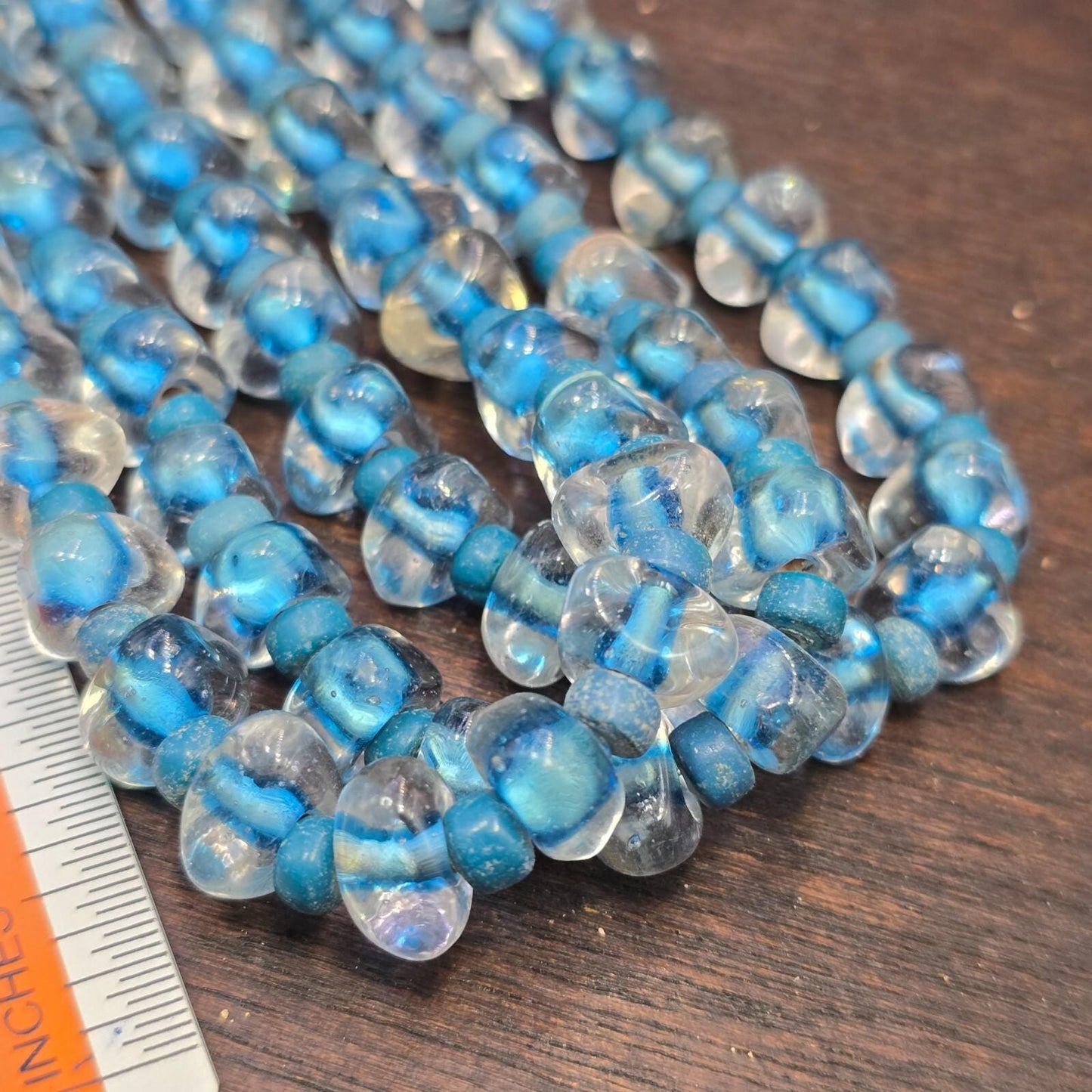 Vintage Lampwork Glass Bead Necklace: Handmade Triangle Pendant, Boho Chic