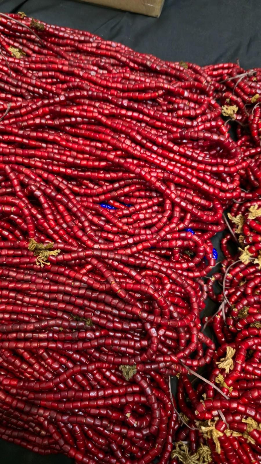 Wholesale: 30 Strand Cranberry Red White Heart Venetian Trade Beads