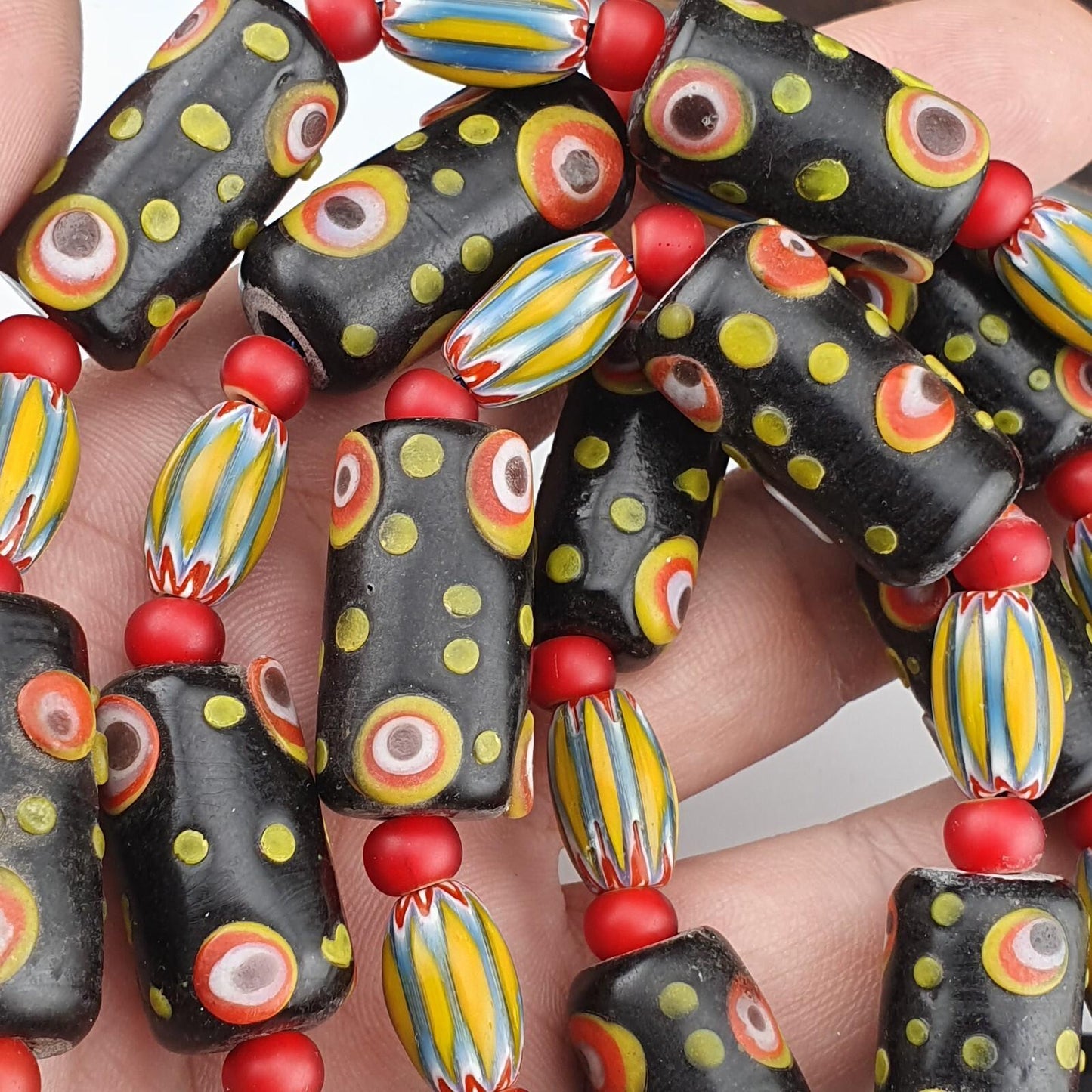 Vintage African Style Chevron Glass Bead Necklace, Gabri Eyes